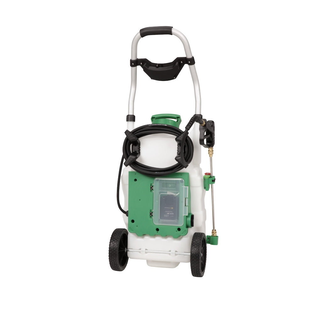 Monsoon 2.5 Pulverizador rodante con batería de 5 posiciones y presión variable (9 galones)