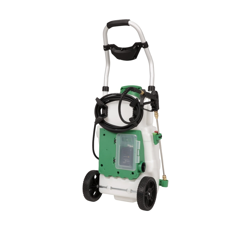 Monsoon 2.5 Pulverizador rodante con batería de 5 posiciones y presión variable (9 galones)