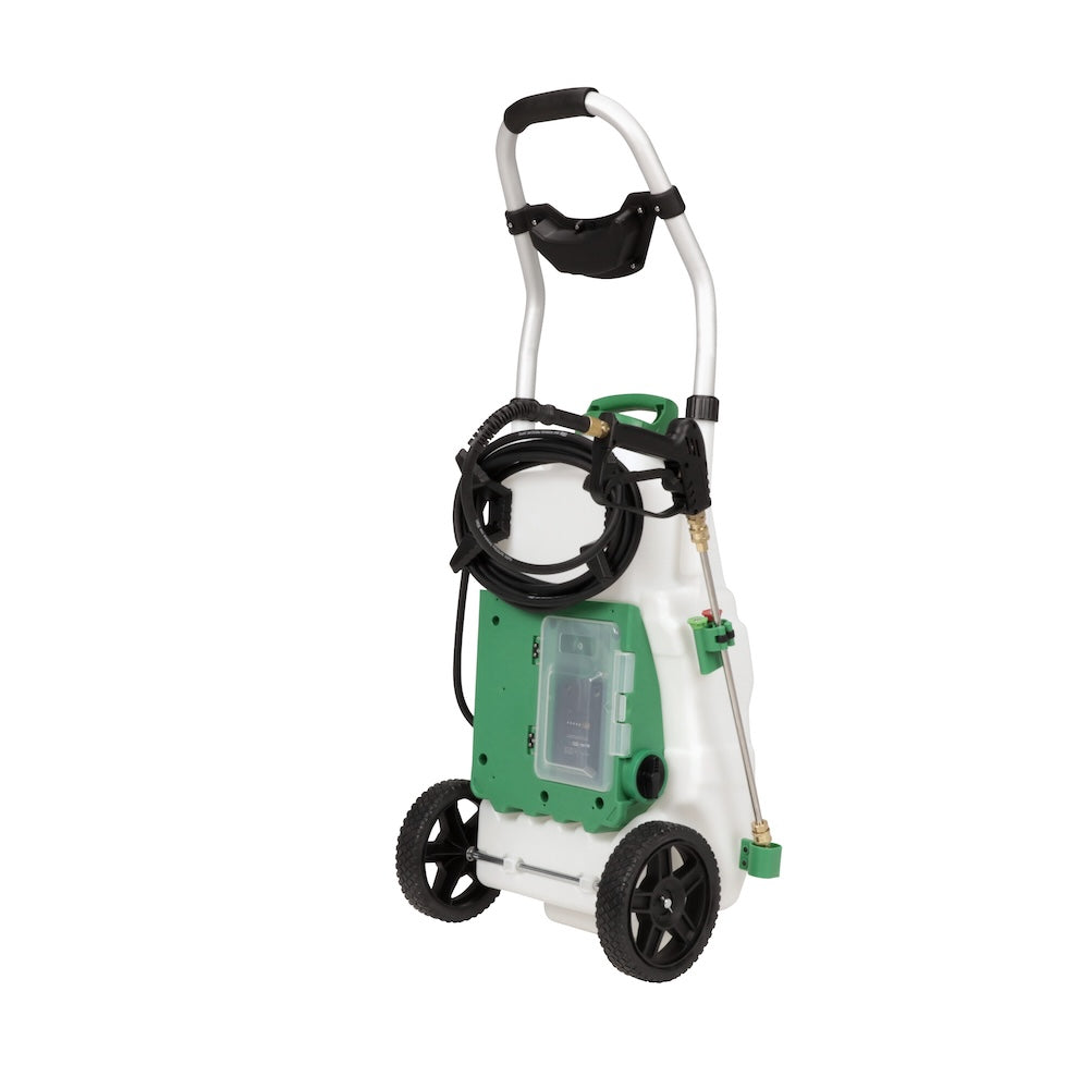 Monsoon 2.5 Pulverizador rodante con batería de 5 posiciones y presión variable (9 galones)