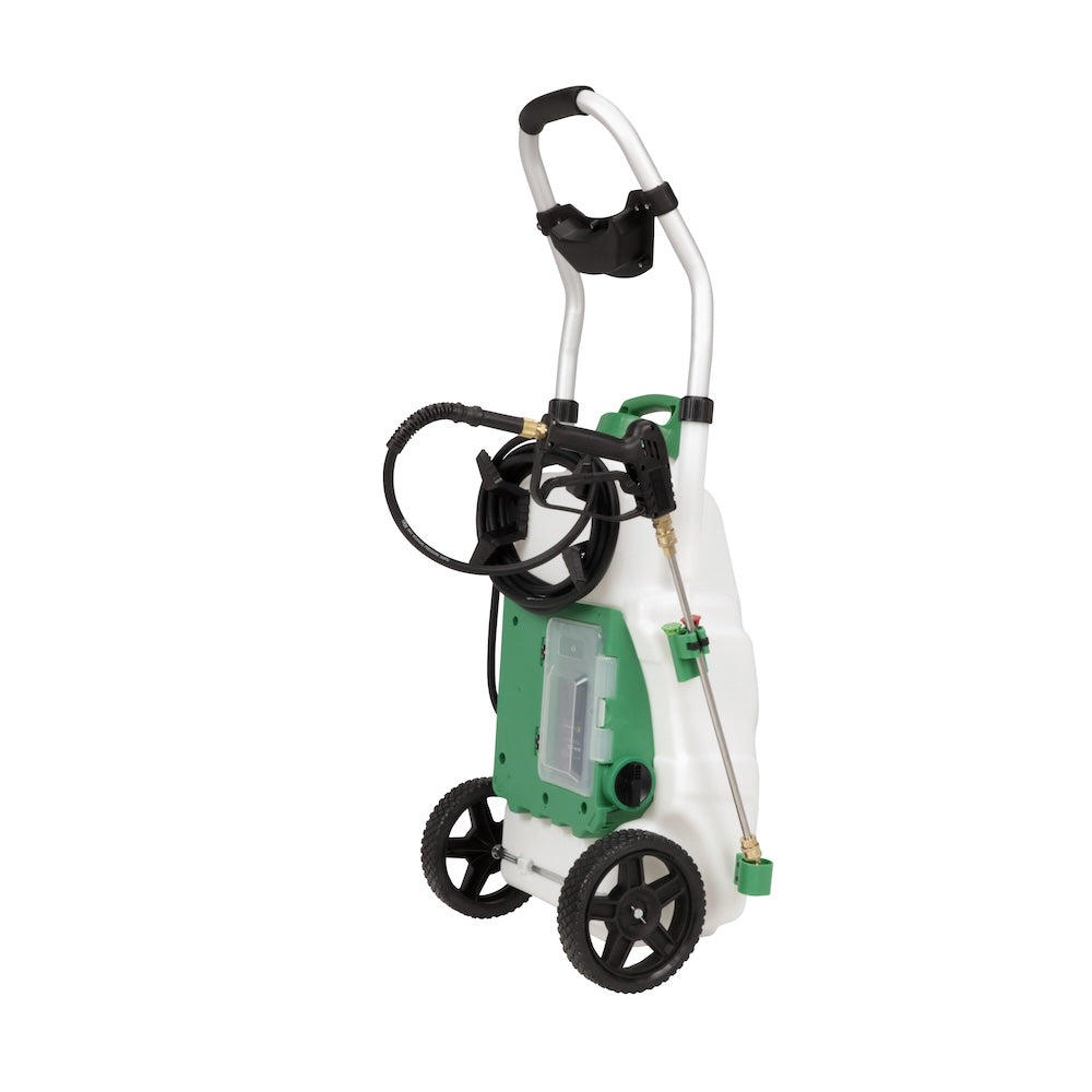Monsoon 2.5 Pulverizador rodante con batería de 5 posiciones y presión variable (9 galones)