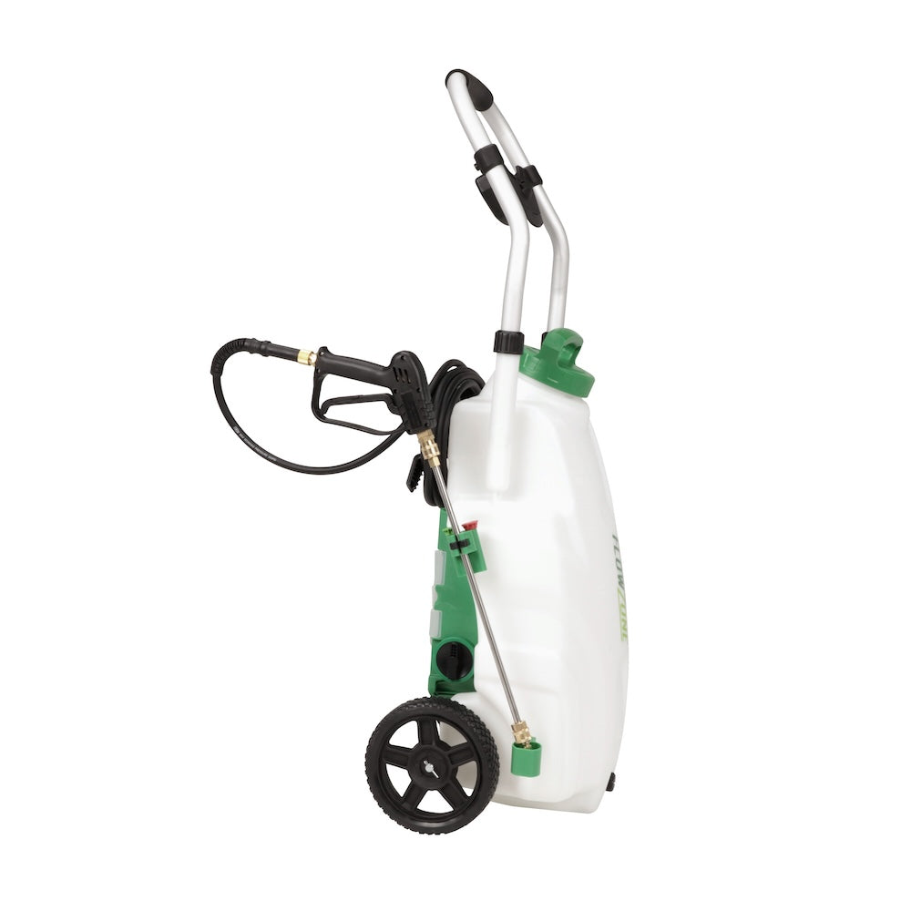 Monsoon 2.5 Pulverizador rodante con batería de 5 posiciones y presión variable (9 galones)