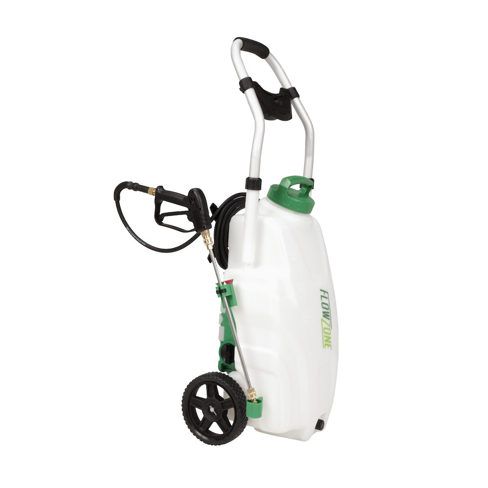 Monsoon 2.5 Pulverizador rodante con batería de 5 posiciones y presión variable (9 galones)