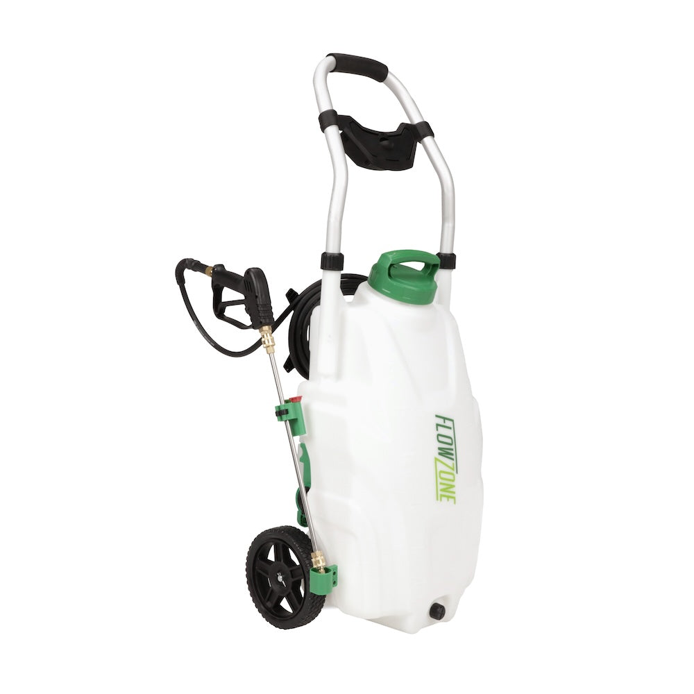 Monsoon 2.5 Pulverizador rodante con batería de 5 posiciones y presión variable (9 galones)