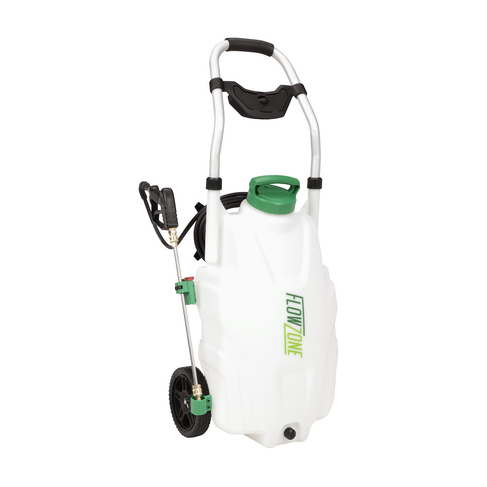 Monsoon 2.5 Pulverizador rodante con batería de 5 posiciones y presión variable (9 galones)